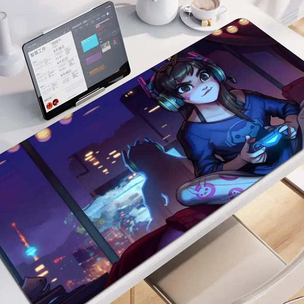 Anime-Gaming-Girl Overwatch großes Mauspad 900x400 Laptop Büro Gummi weiche Schreibtischunterlage Computer-Tastatur HD-Druck Mousepad XXL