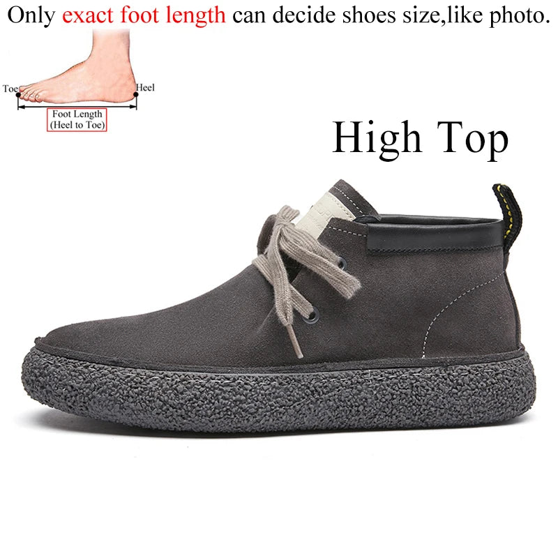 Luxury Brand Men Suede Leather Casual Shoes Genuine Leather Natural Handmade Anti-Skid Design Spring Autumn