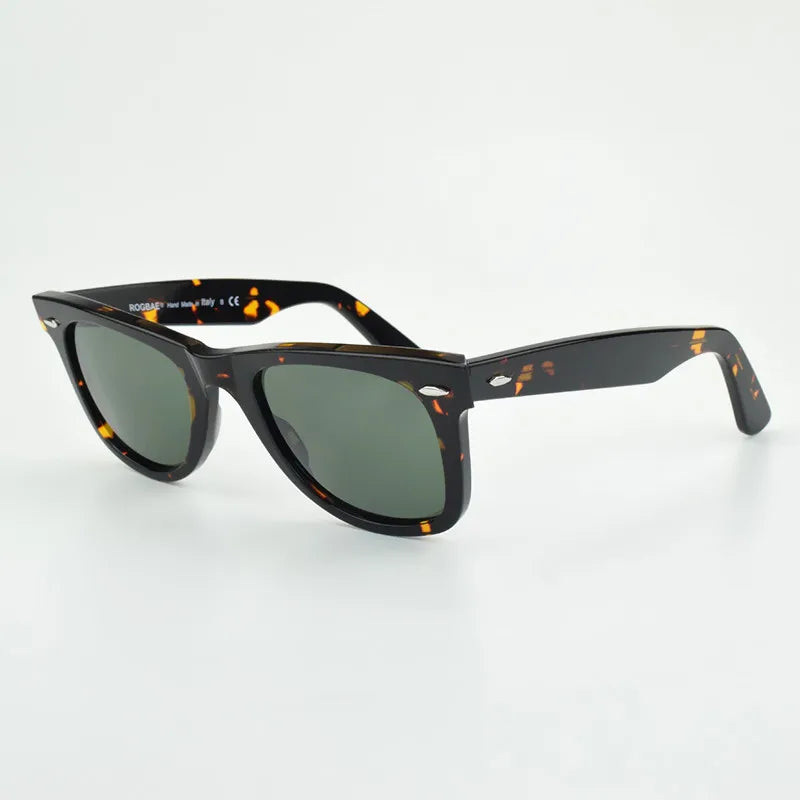 Klassiske solbriller med glaslinser Acetat-solbriller til mænd Y-2140 Design med dobbelt nitte Elegante firkantede UV-solbriller til kvinder