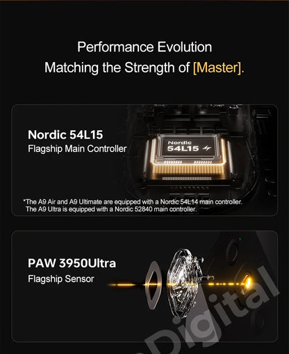 Безжична геймърска мишка ATK Dragonfly A9 Ultimate A9 Air PAW3950, ултралека ергономична e-sports мишка за FPS геймъри, CSGO A9 Ultra