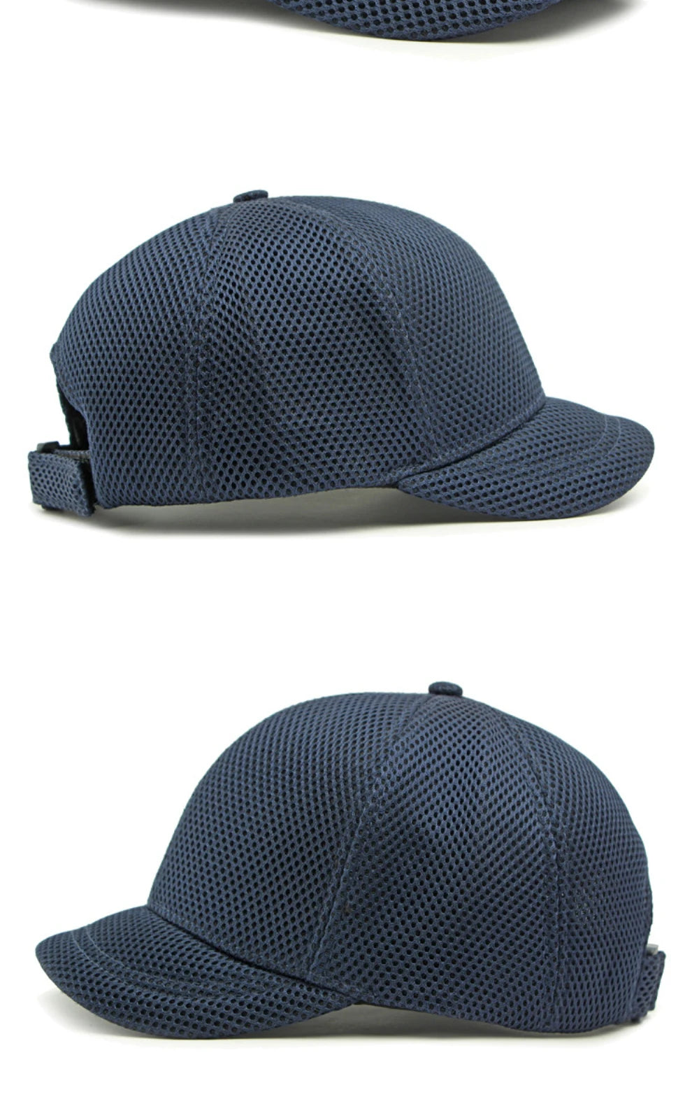 HT4828 Gorra de béisbol de ala corta de 5 cm para hombre, 6 paneles, gorra de béisbol de malla transpirable, gorra tipo «trucker», para hombre y mujer, lisa, sin estampados, con cierre a presión