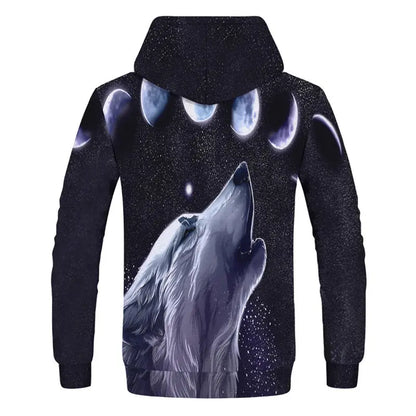 Neuer modischer Hoodie mit 3D-Tierprint für Herren und Damen, personalisiertes Design, Sweatshirt mit Schnee- und Doppelwolf-Motiv, Harajuku Oversized Hoodie