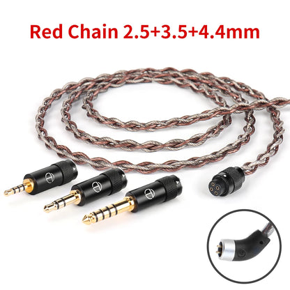 TRN RedChain Earphones Silver-Plated Copper OFC Copper Upgrade Cable with Swappable Connectors 2.5/3.5/4.4 For TRN MT1 MAX TA4