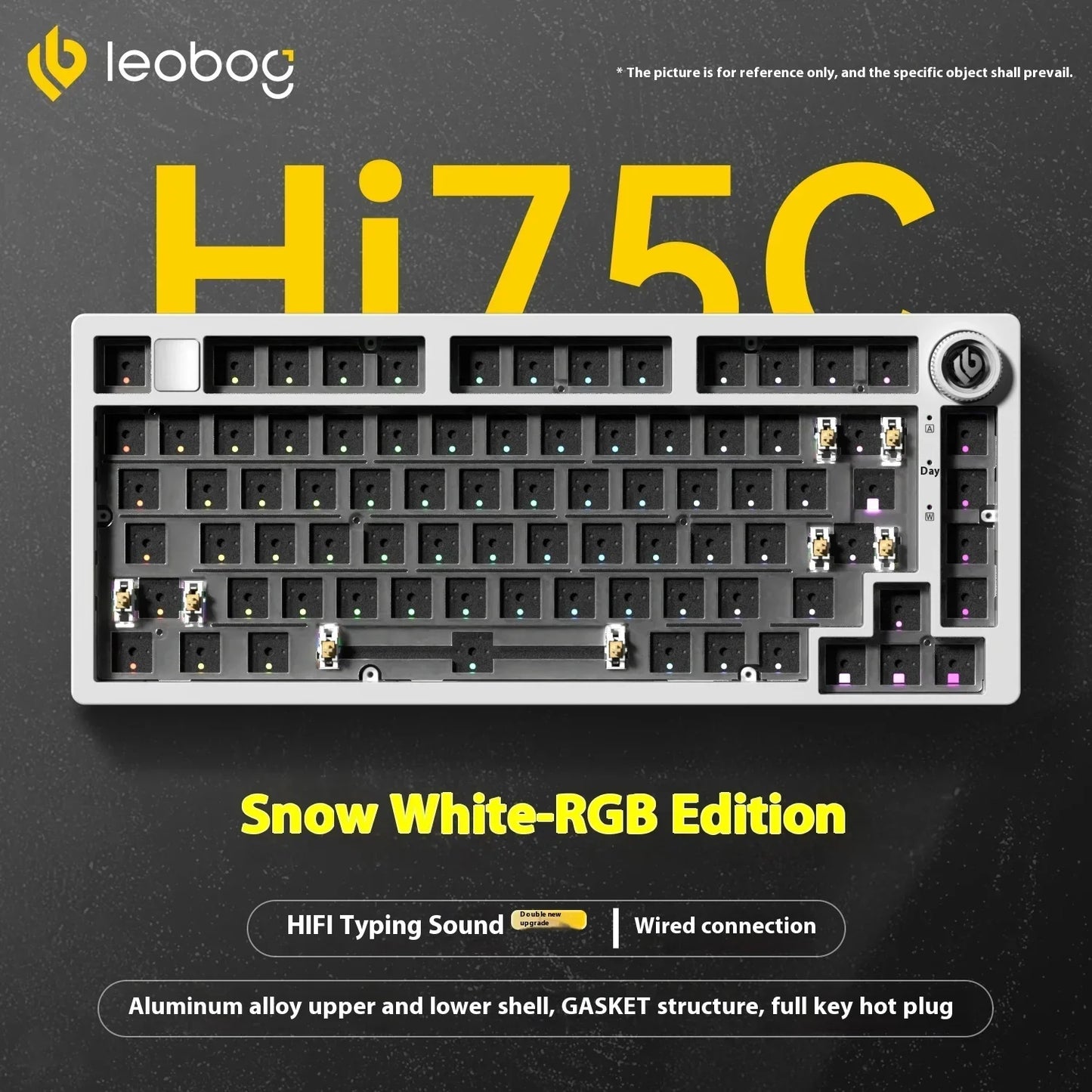 LEOBOG Hi75C Mechanische Tastatur 3Mode/Kabelgebundenes Kit Hot-Swap mit Drehknopf RGB Aluminiumlegierung Gasket Hi75C Tastatur-Kit PC Custom Geschenk
