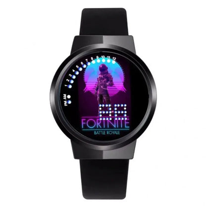 Reloj Fortnite de moda cute, cartoon y kawaii personalizado con luz nocturna LED táctil, reloj electrónico para estudiantes, regalo para amigos
