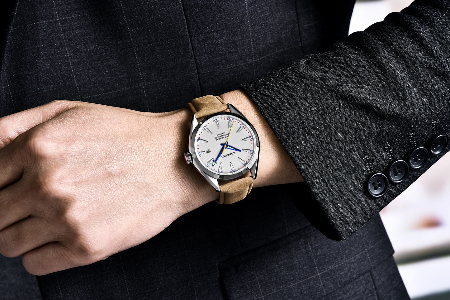 CORGEUT NH35/MIYOTA 8215 Watches Man Cattle Belt Automatic Mechanical Sapphire Glass Watches Fashion Casual Sports Watches