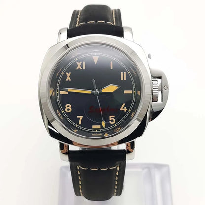Parnsrpe Men's Automatic Mechanical NH35 Watch Polished Case Sapphire Glass Leather Strap 40mm Men's Watch