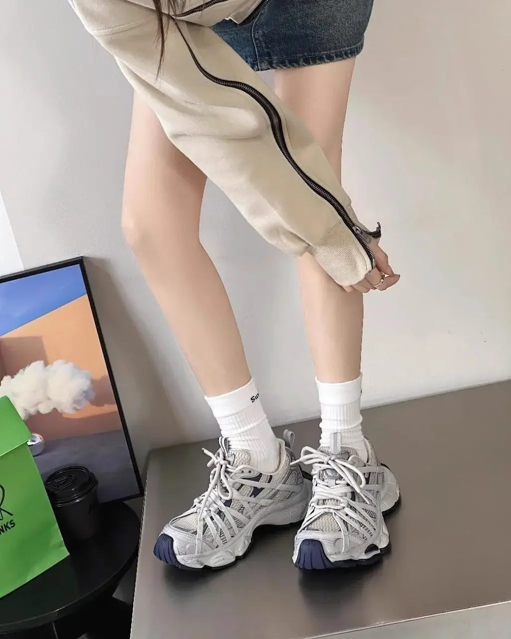 Spring Summer New Style Men Women Dad Shoes Thick Bottom Net Surface Sports Shoes Trendy Versatile Breathable Tie Shoes