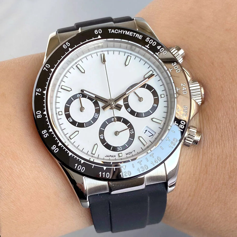 Luxuriöse VK63 Herrenuhr mit Quarzwerk, Business-Chronograph, 39mm, Stahl/Roségold, Datum, leuchtendes Zifferblatt, voll funktionsfähiger Chronograph