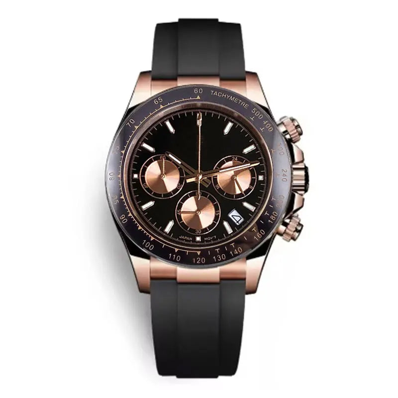 Luxuriöse VK63 Herrenuhr mit Quarzwerk, Business-Chronograph, 39mm, Stahl/Roségold, Datum, leuchtendes Zifferblatt, voll funktionsfähiger Chronograph
