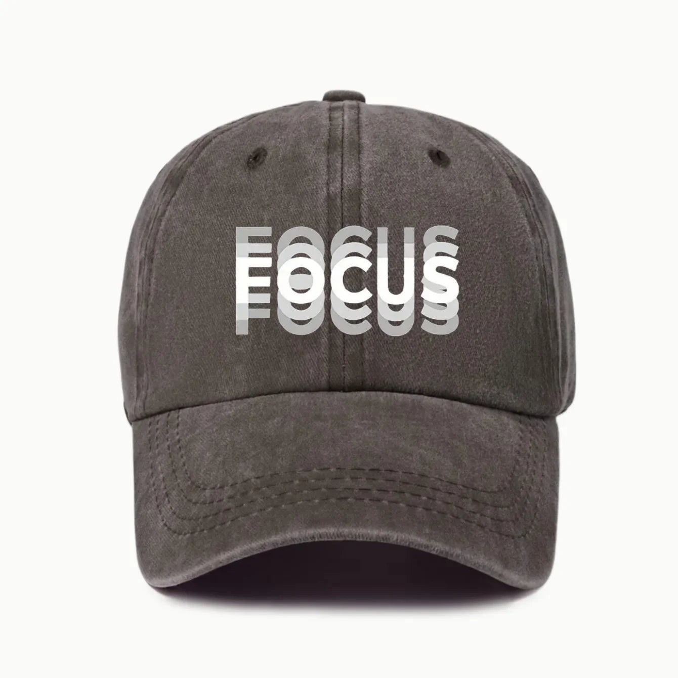 FOCUS Print Cap Washed Cotton Adjustable Classic Style Baseball Cap, Sports Duckbill Hat for Men and Women