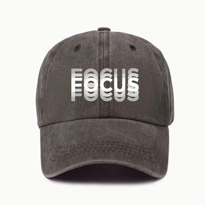 FOCUS Print Cap Washed Cotton Adjustable Classic Style Baseball Cap, Sports Duckbill Hat for Men and Women