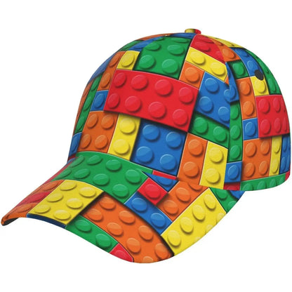 Speelse bouwsteenprint baseballpet voor dames en heren, verstelbare snapback-pet met glitter, modieuze baseballpet