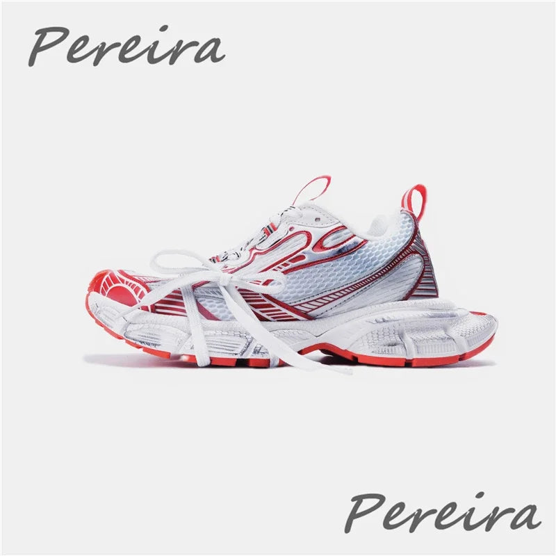 Street Style Thick Sole Men Sneakers New Mixed Colors Lace-Up Couple Casual Shoes Comfortable Breathable Running Walking Shoes