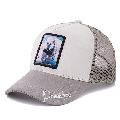 Gorra de malla unisex con parche con diseño de león, de ante, para mujer y hombre, gorra de béisbol de verano con motivos animales, gorra de camionero de moda