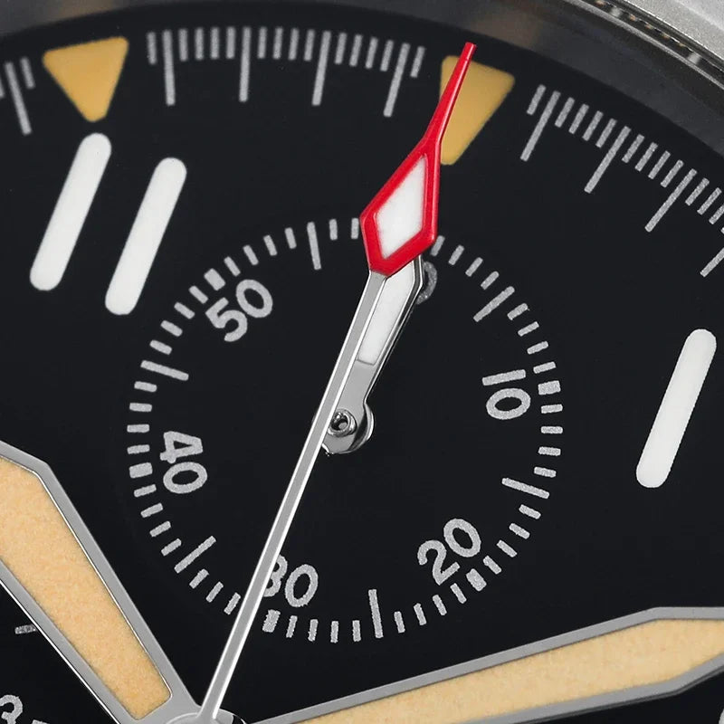 Reloj cronógrafo de cuarzo Militado VK61 VK67, 39 mm, caja de acero inoxidable 316L, 3 esferas, resistente al agua 100M, reloj militar multifunción