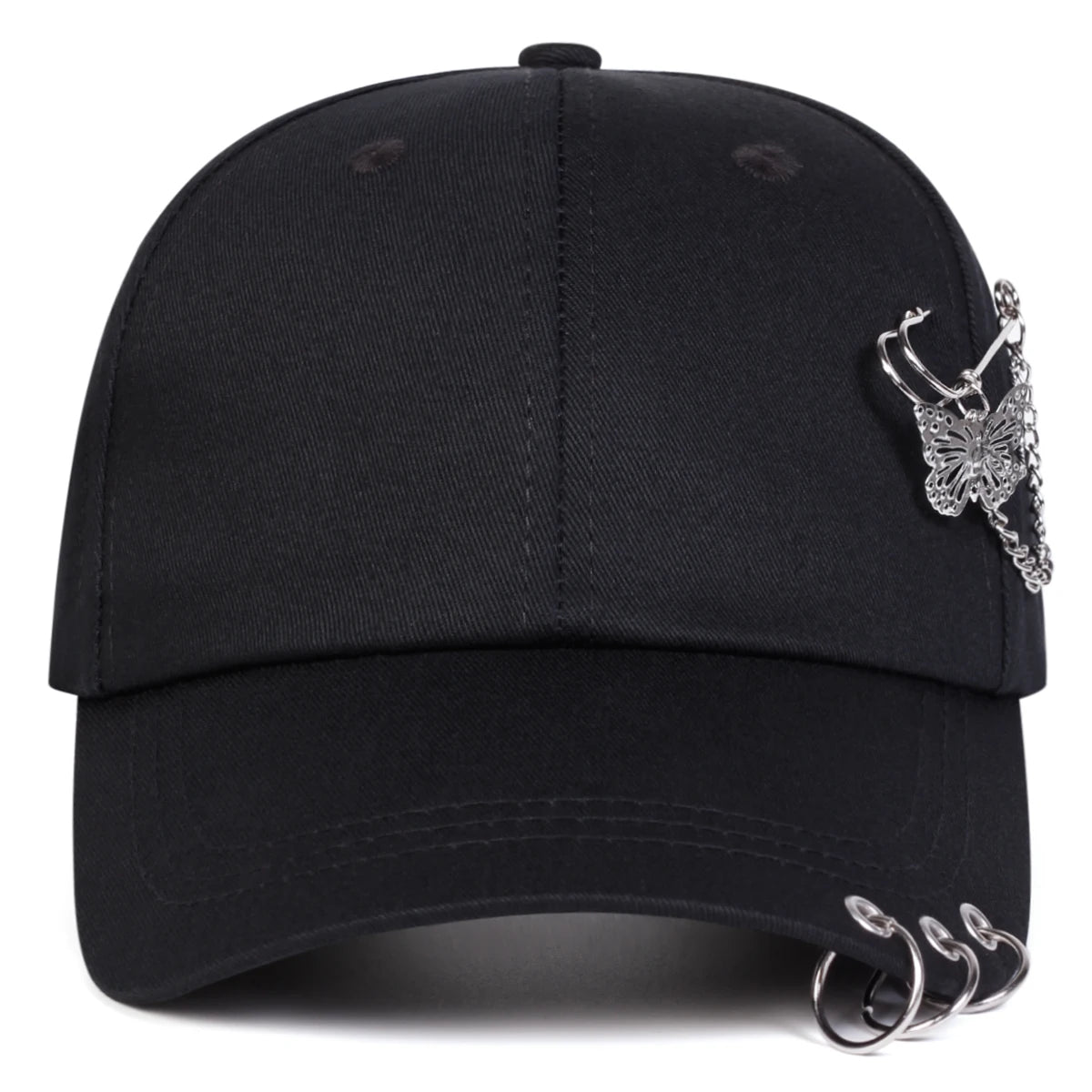 Gorras de béisbol unisex con anilla de hierro en forma de mariposa, para primavera y otoño, al aire libre, ajustables, informales, con protección solar, gorras deportivas
