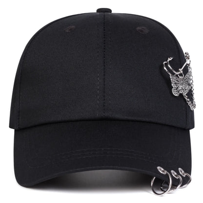Gorras de béisbol unisex con anilla de hierro en forma de mariposa, para primavera y otoño, al aire libre, ajustables, informales, con protección solar, gorras deportivas