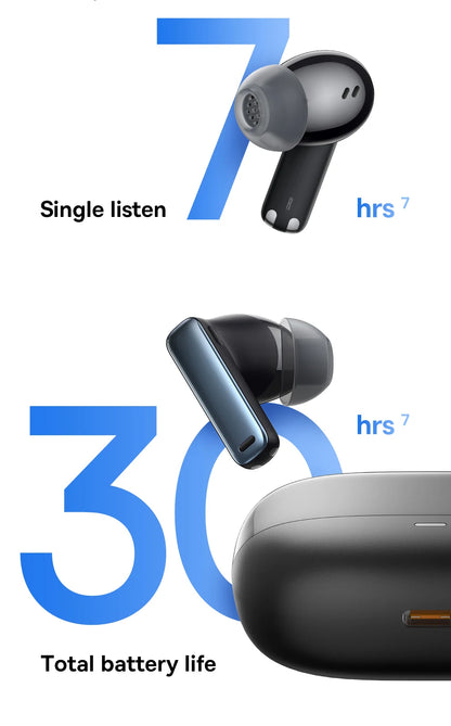 Baseus Bowie M2s ANC Wireless Bluetooth 5.3 Earbuds – 48dB Hybrid Noise Cancelling 3D Spatial Audio HiFi Earphones with Mic