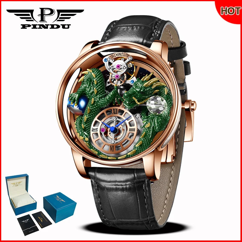 Relógio masculino PINDU Design 2025 NOVO Diamond Tourbillion, relógio de luxo Astronomia de marca premium, quartzo, vidro de safira, impermeável