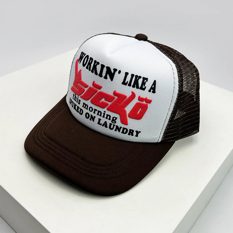 Kšiltovky ve stylu amerických kšiltovek s potiskem Cruise Anime New Letter Mesh Trucker – sluneční, prodyšné baseballové kšiltovky pro muže i ženy, univerzální módní kousek