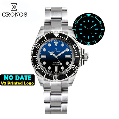 Cronos Automatic Diving Watch Stainless Steel 2000 Meters Water Resistance Professional Diver NH35 L6009M