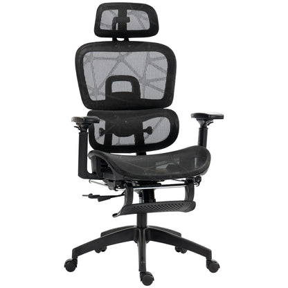 Ergonomic Office Chair with Armrest, Headrest, Lumbar Support, Adjustable Height, and Footrest.