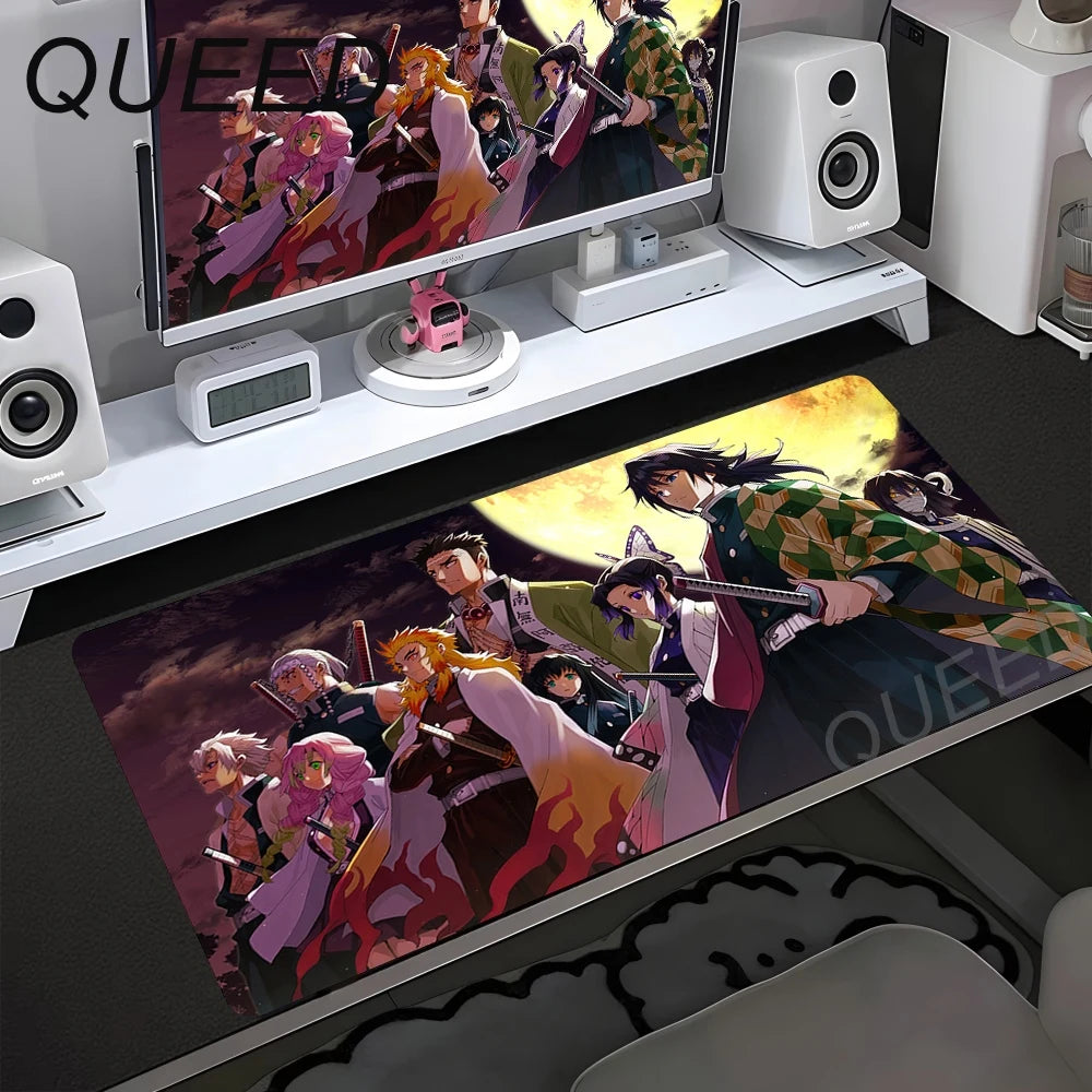 Computer Table Mat Keyboard Desk Pads Anime Mouse Pad Kawaii Girl Mousepad 900x400mm Rubber Non-slip Mouse Mats Demon Slayers XL