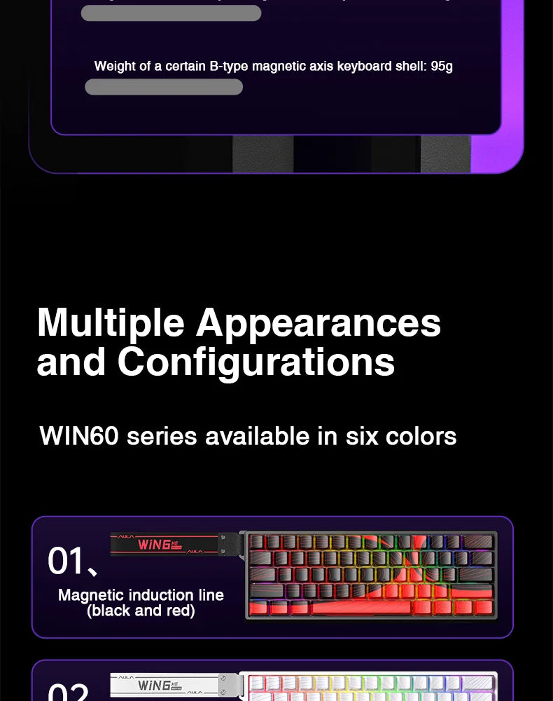 AULA WIN60 HE Magnetic Keyboard 21 Keys Butterfly Keycaps Wired 8K Return RGB Hotswap Customized E-sports Gaming Keyboard