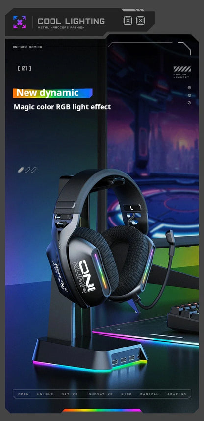 ONIKUMA GT808 Wireless Gaming Headset 2.4G/Bluetooth/Wired 3-Mode Over-Ear Gaming Headphones with Noise-Cancelling Mic for PC PS4 PS5