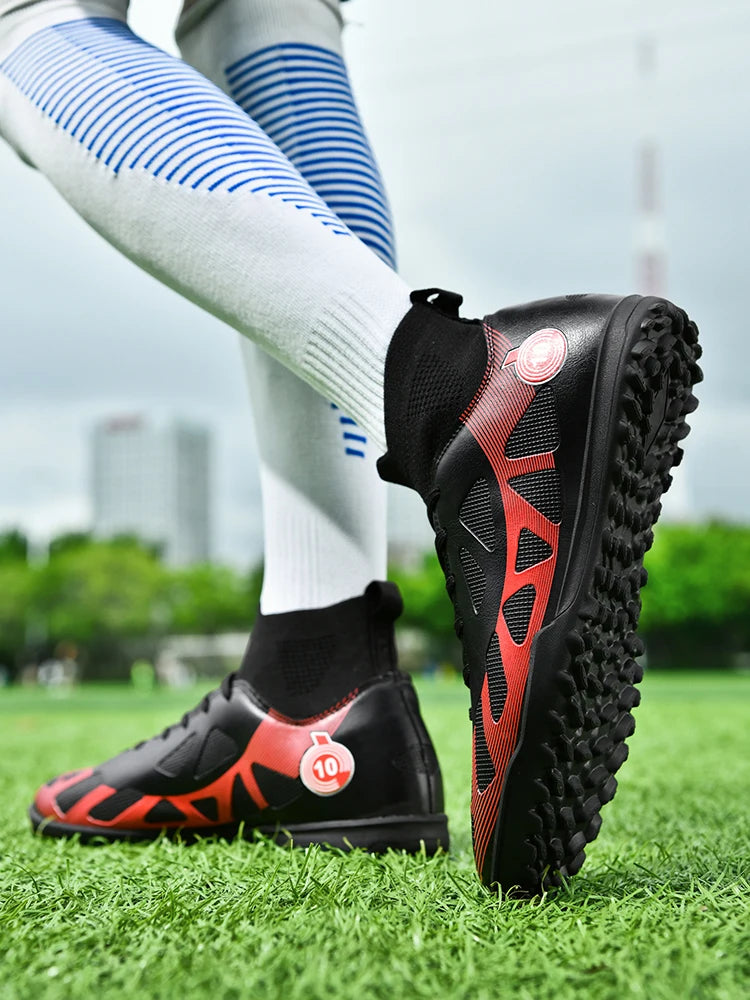 Professional Sports Football Shoes TF, Broken Nail Design, Durable Wear-Resisting Training Shoes for Teenagers, Adult High-Top Soccer Shoes