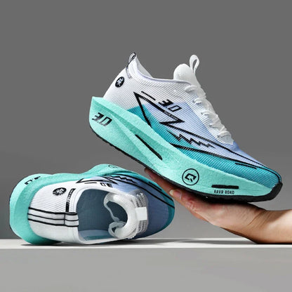 Men's Carbon Board Sneakers Anti-Slip Cushioned Comfortable Racing Training Running Shoes Mesh Tennis Shoes Casual for Women
