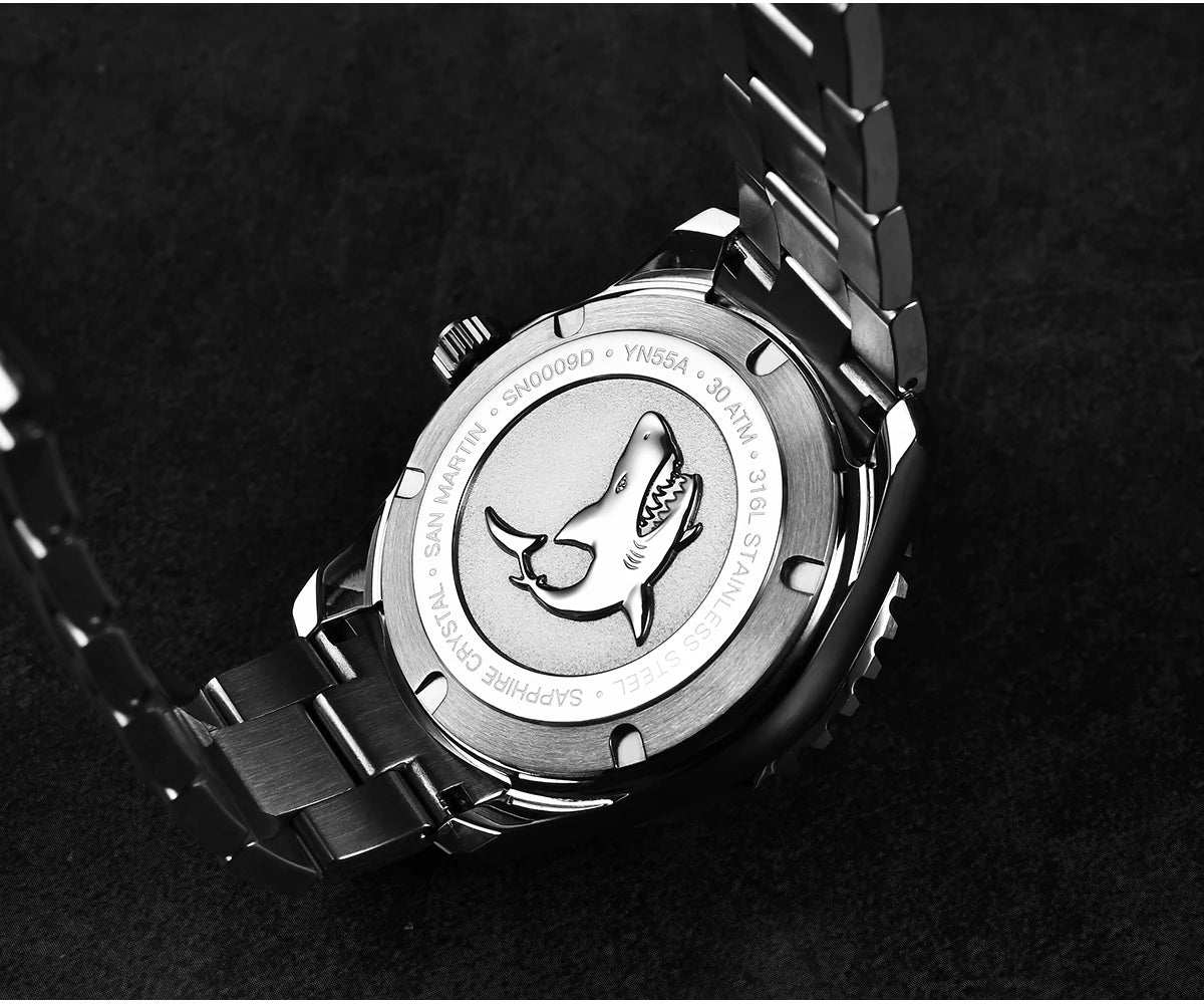 San Martin New 40mm Diver Watch YN55 Enamel Dial Classic Luxury Men Automatic Mechanical Watches Sapphire Waterproof 300m SN0009