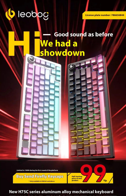 LEOBOG Hi75C Mechanical Wireless Keyboard Aluminium 3-Mode With Knob Hot Swap RGB Gasket Hi75C Gaming Keyboard Customization PC