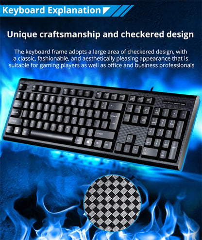 Q9 Einzelne Tastatur USB, quadratischer Anschluss, für Büro und Zuhause, PS2-Rundanschluss, kabelgebunden, für Desktop-Computer