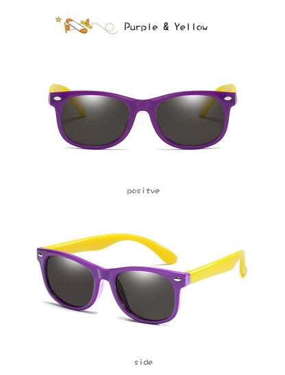 Polarized Kids Sunglasses TR90 Silicone Gel Frame Classic Square Children Sun Glasses Girls Boys Multi Color Baby Goggles UV400