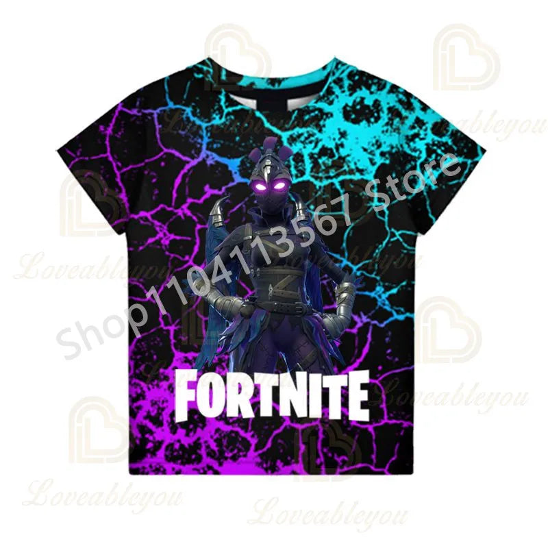 Tricou F-Fortnited pentru tineri, inspirat de jocuri de luptă, tricou de vară cu mânecă scurtă pentru adulți, adolescenți băieți și fete