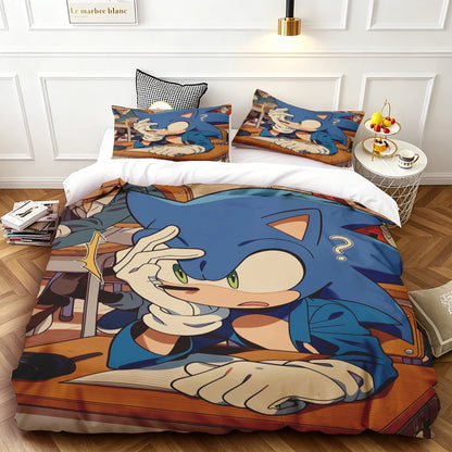 Cartoon Kids Sonics Duvet Cover Cool Bedding Set Comforter Cover with Pillowcase Queen King Bedroom Children Teens beautiful