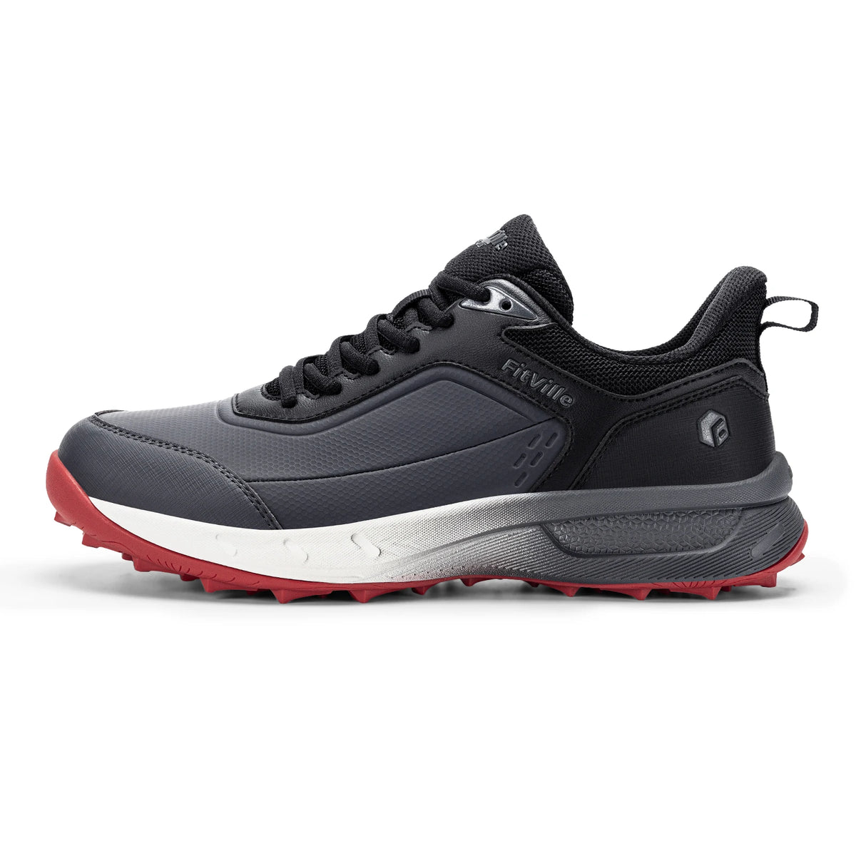 FitVille Chaussures de golf larges pour hommes, imperméables, athlétiques, décontractées, professionnelles, antidérapantes, sans crampons, avec soutien de la voûte plantaire