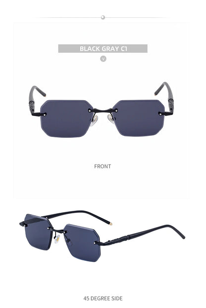 Square Rimless Punk Sunglasses Men 2026 Luxury Brand  Polygon Frameless Sun Glasses For Male Steampunk Driving Eyewear Shades
