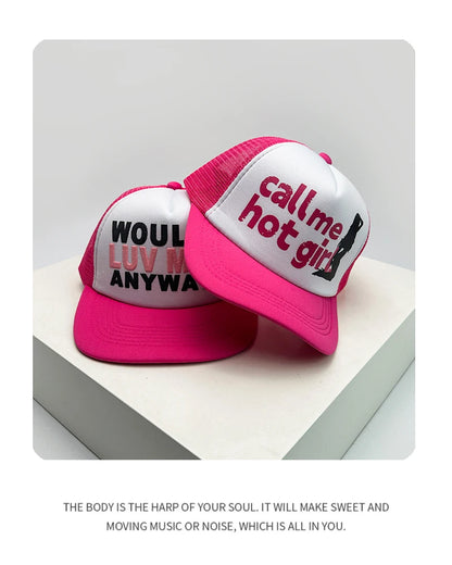 Cappelli da baseball unisex nuovi con color block, stampa lettering e ricamo, stile hip hop, rete traspirante, visiera parasole, trucker street versatili