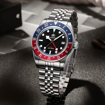 ADDIESDIVE GMT Quartz Watches Bubble Mirror Glass AD2044 Men's Sport Diver Watch 20Bar Waterproof Super Luminous Man WristWatch