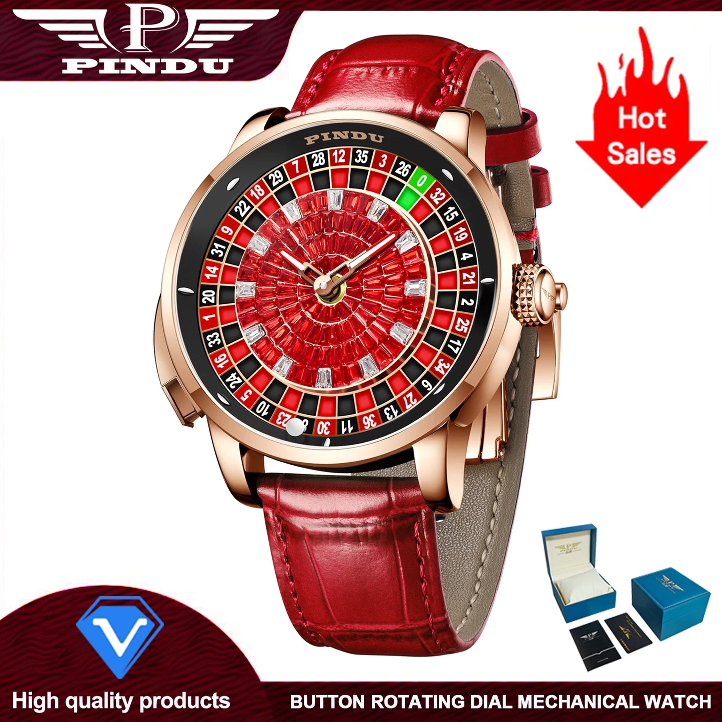 2025 NEW PINDU design Rotating dial Mechanical Watch Men Japan NH35 Movement Sapphire Waterproof TOP-luxurious Automatic watch