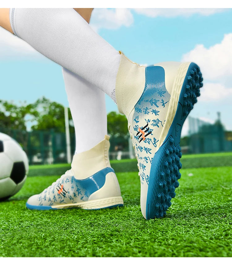 Nouvelles bottes de Football hommes chaussures de Football crampons chaussure de Football professionnelle hauts pointes antidérapantes pour grands garçons large baskets d'entraînement