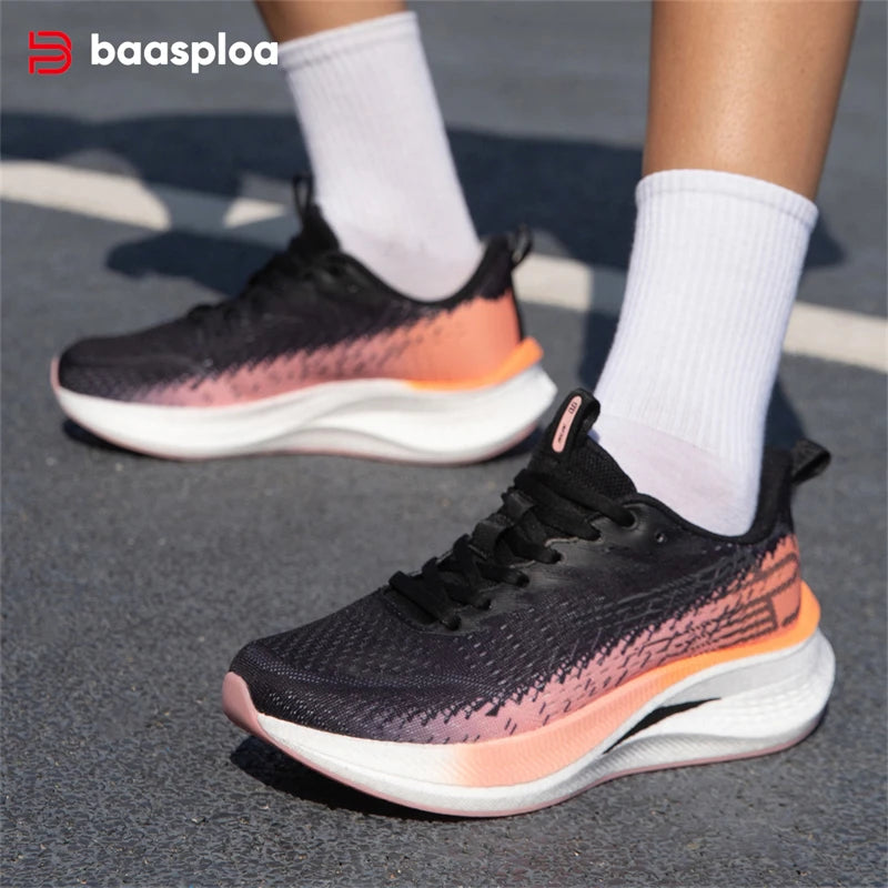 Baasploa Running Shoes Men Carbon Plate Professional Cushioning Anti-Slip Sneaker Female Casual Breathable Jogging Sports Shoes