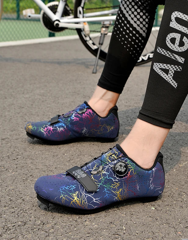 Zapatillas de ciclismo nuevas para hombre con cierre automático para carretera, montaña y exterior; zapatillas deportivas de ciclismo para mujer para spinning indoor