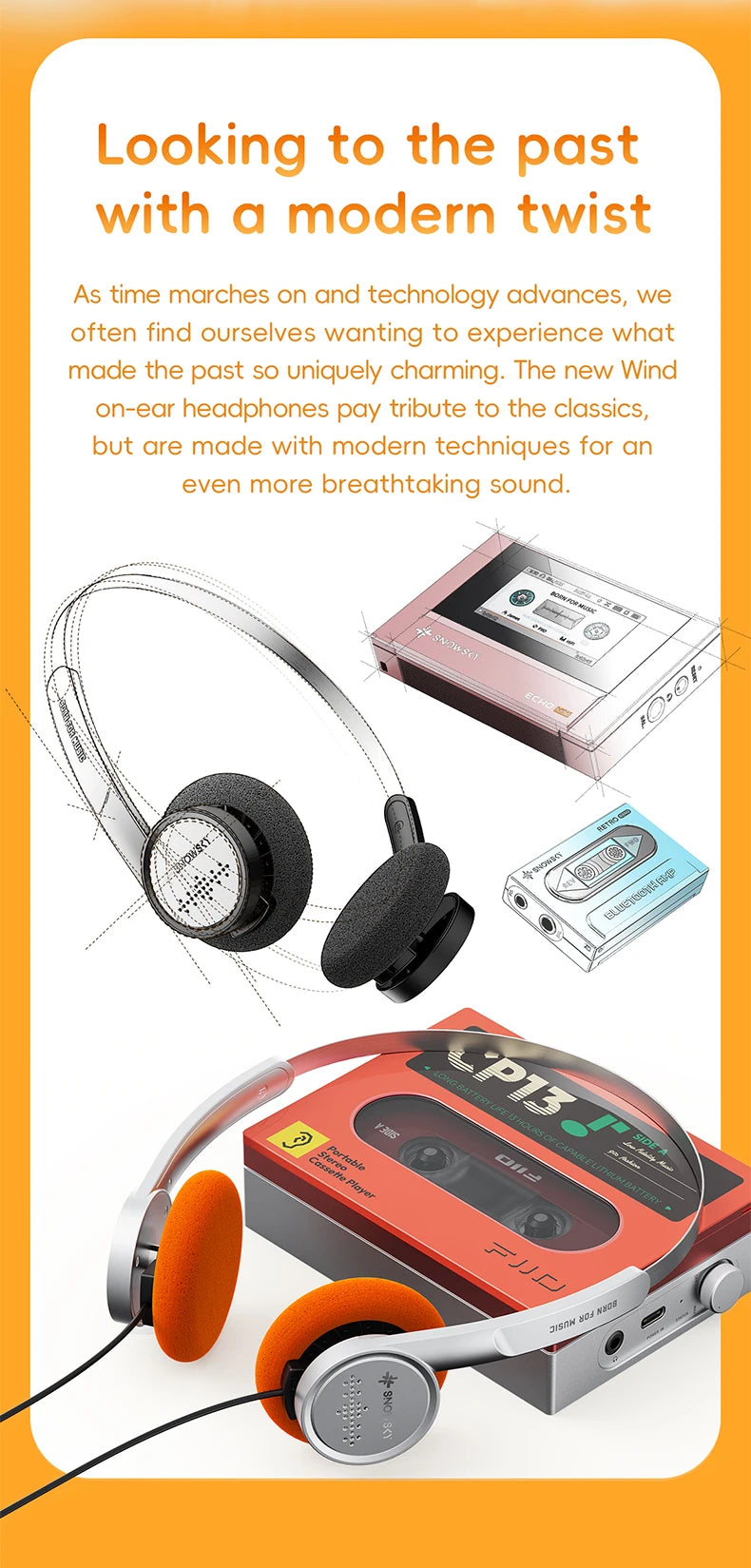 Snowsky/FiiO Wind 3.5mm ON-Ear Headphones for Recording Gaming with Microphone, 40mm Diaphragms driver, HiFi Sound