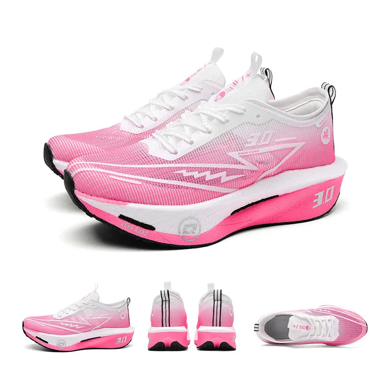 Men's Carbon Board Sneakers Anti-Slip Cushioned Comfortable Racing Training Running Shoes Mesh Tennis Shoes Casual for Women