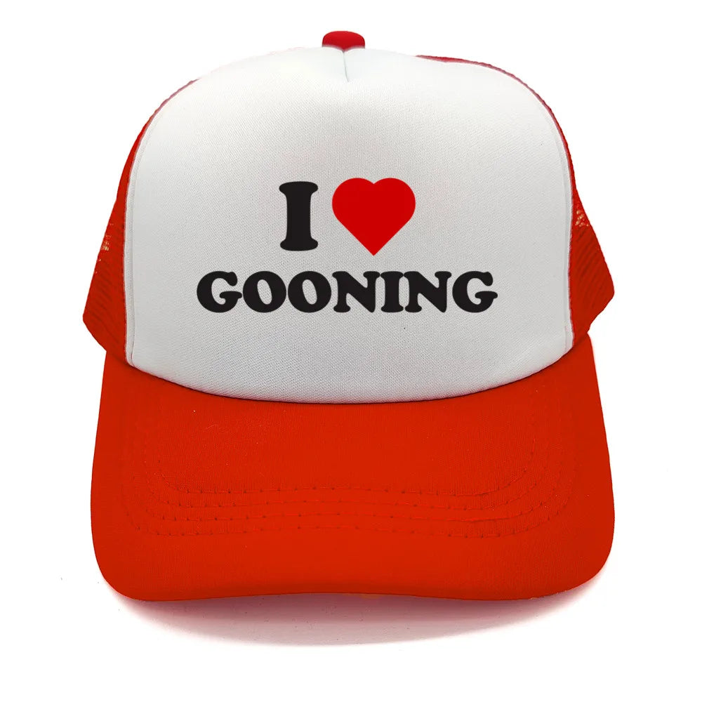 Αστεία καπέλα μπέιζμπολ «I Love Gooning» – Δροσερά καλοκαιρινά ανδρικά καπέλα από πλέγμα – Χιουμοριστικά καπέλα τύπου «Trucker» – Unisex καπέλα από πλέγμα για υπαίθριες δραστηριότητες – MZ-080