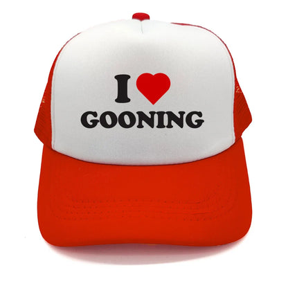 Αστεία καπέλα μπέιζμπολ «I Love Gooning» – Δροσερά καλοκαιρινά ανδρικά καπέλα από πλέγμα – Χιουμοριστικά καπέλα τύπου «Trucker» – Unisex καπέλα από πλέγμα για υπαίθριες δραστηριότητες – MZ-080